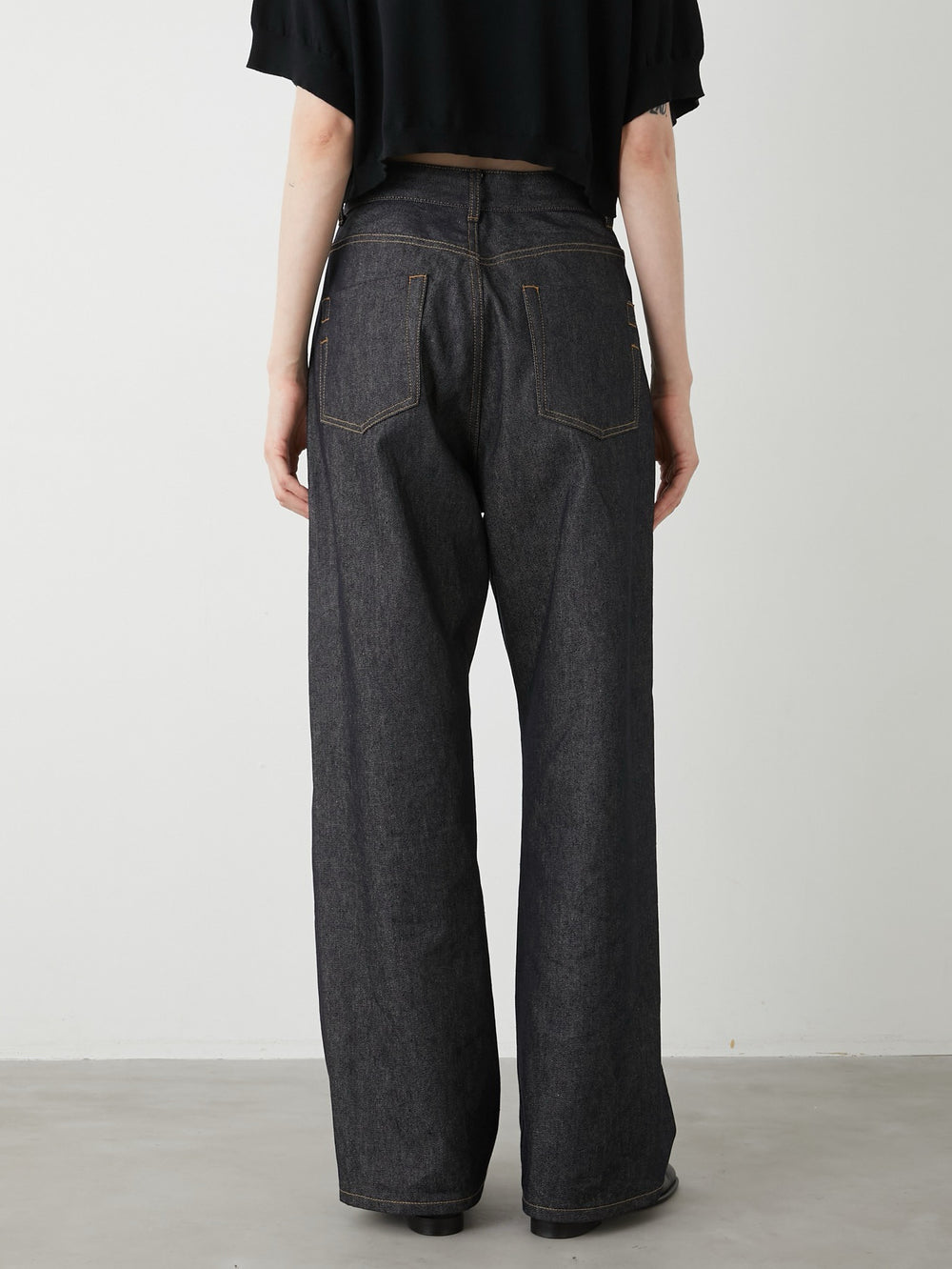 high waist straight denim pants