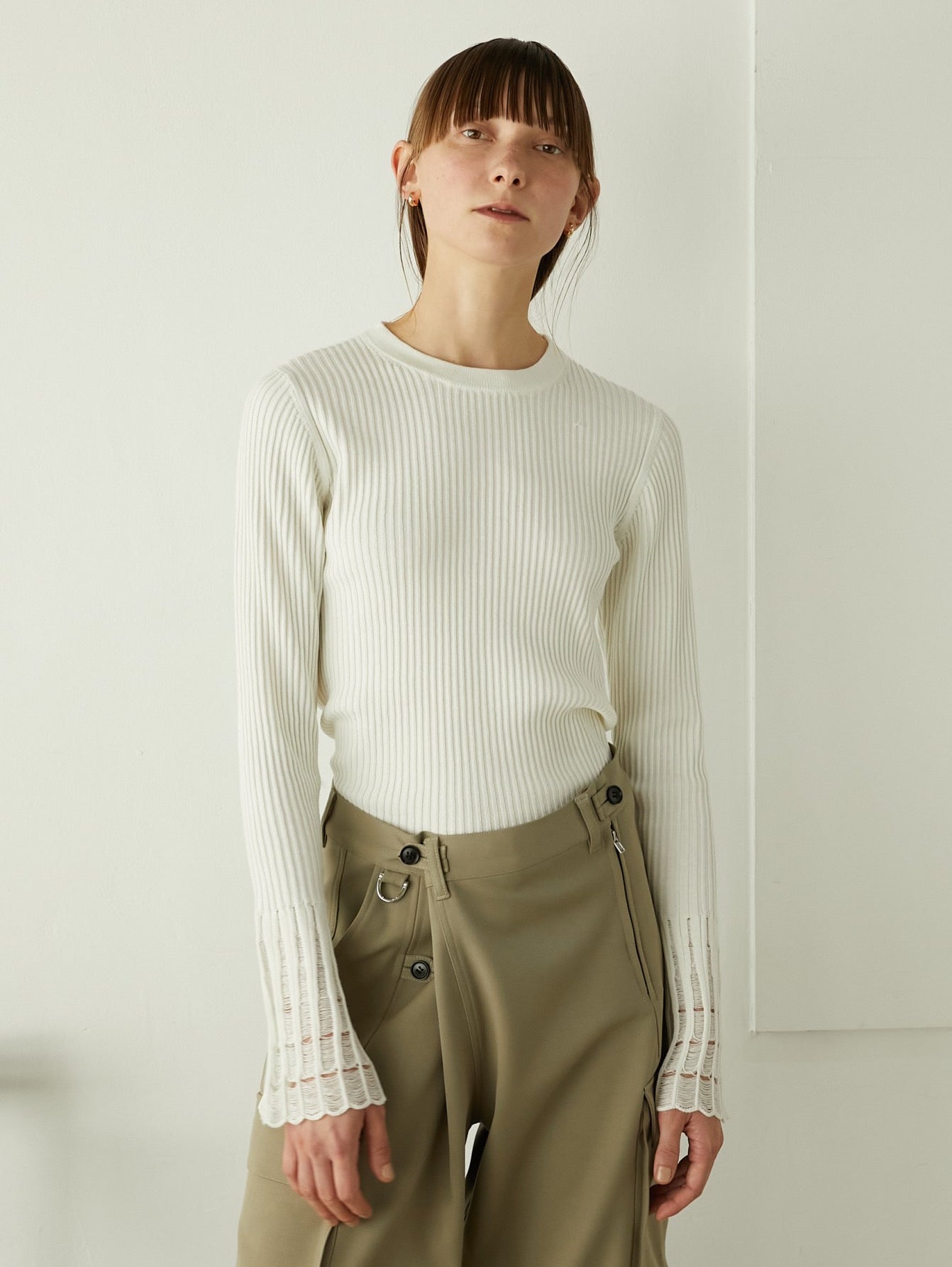 トップス LA PEAU DE GEM damage sleeve knit grey SALE]damage sleeve knit – LA PEAU DE GEM