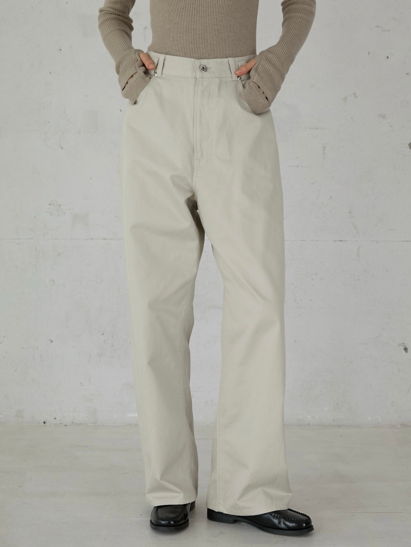 high waist straight twill pants – LA PEAU DE GEM