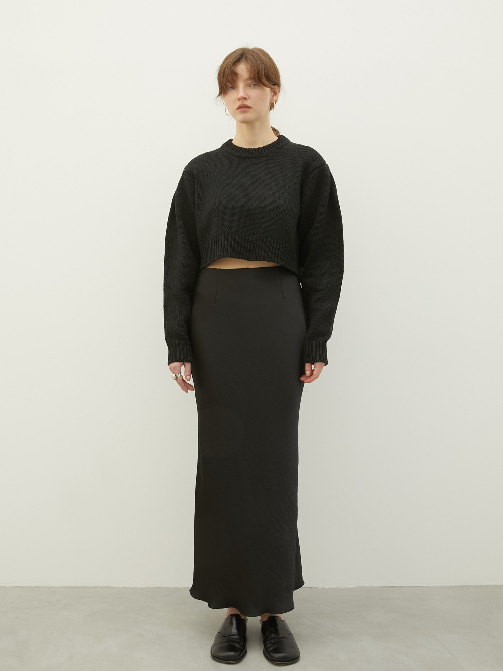 no slit satin skirt – LA PEAU DE GEM