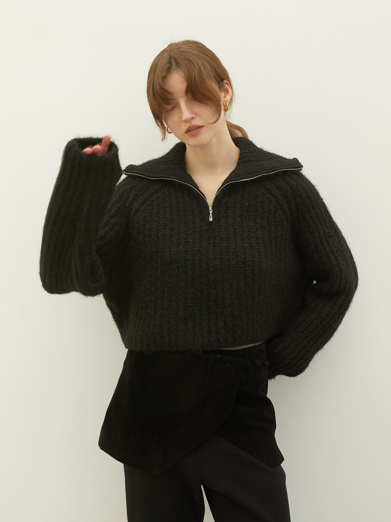 high neck short knit