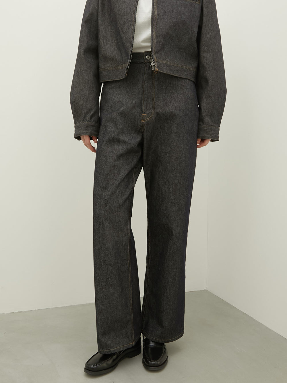 high waist straight denim pants