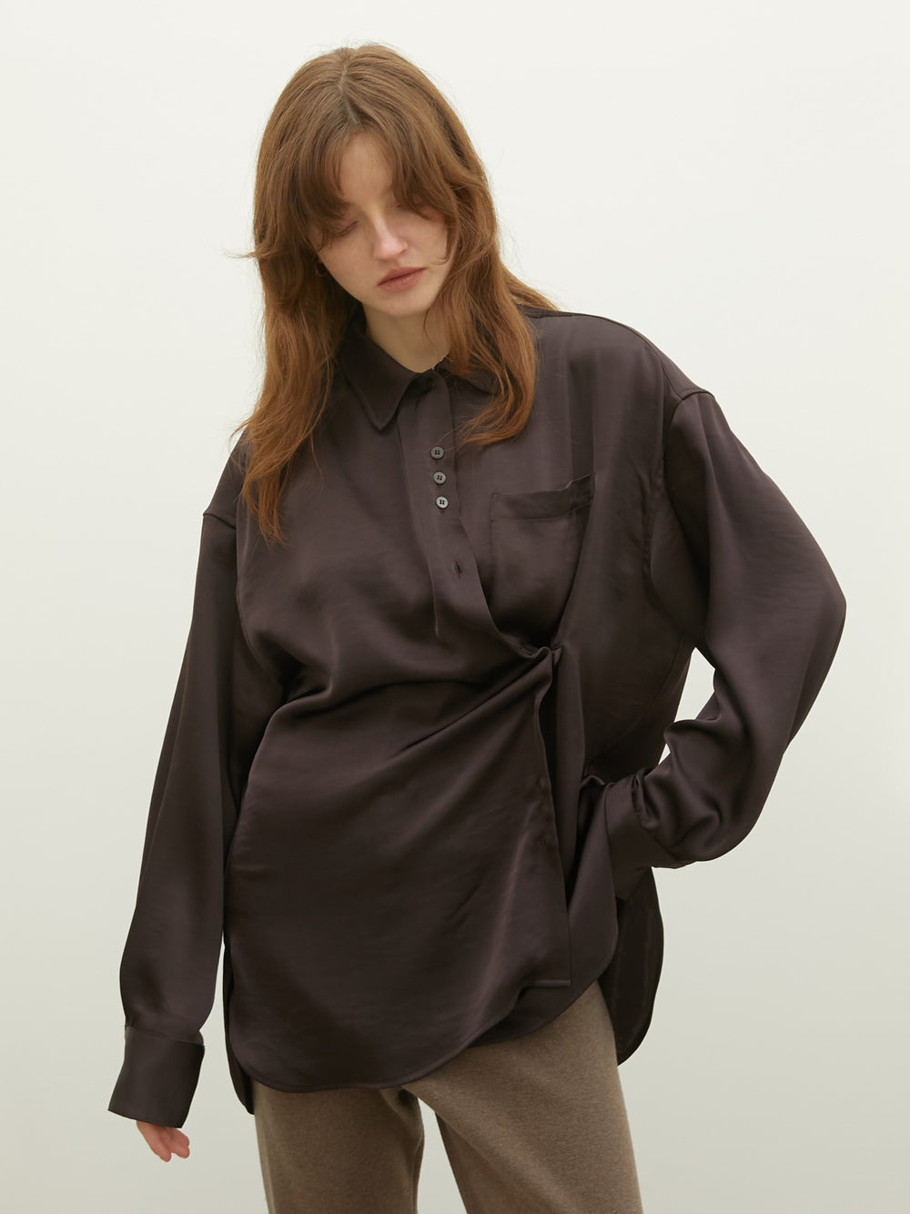 2way satin wrap shirt