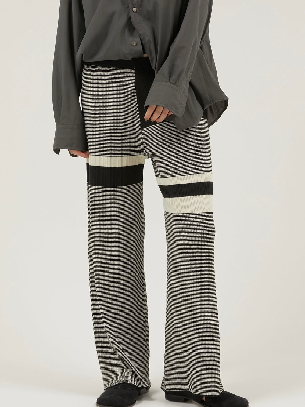 multi border knit pants