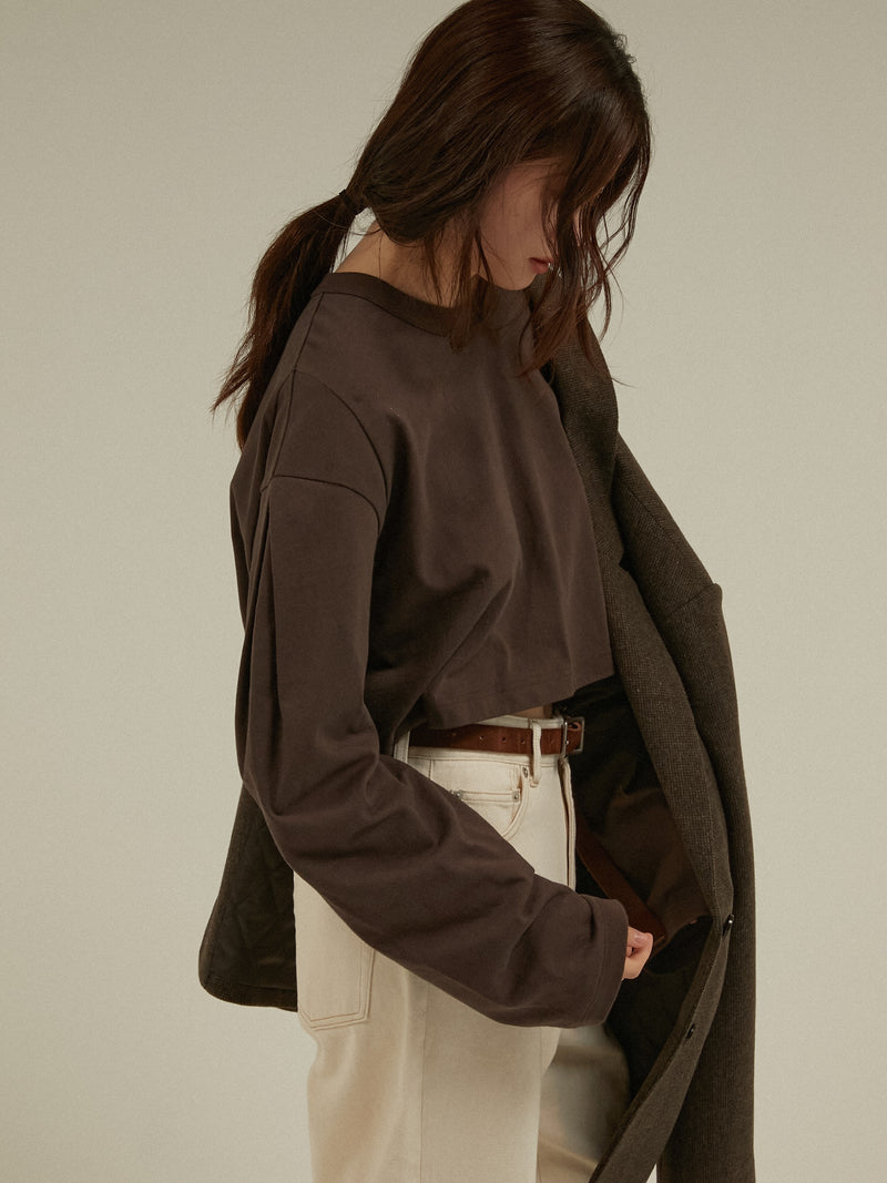 sleeve tuck cropped long tee