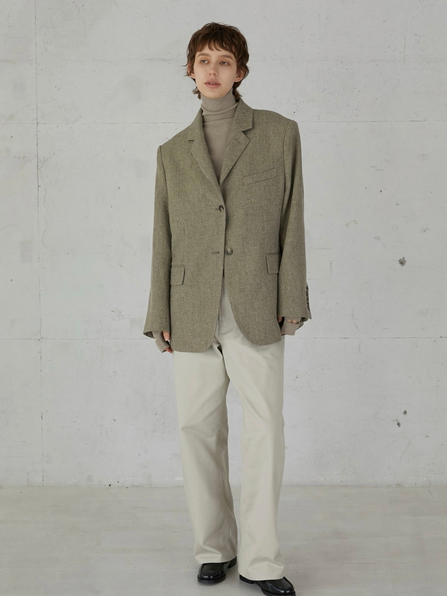 high waist straight twill pants – LA PEAU DE GEM