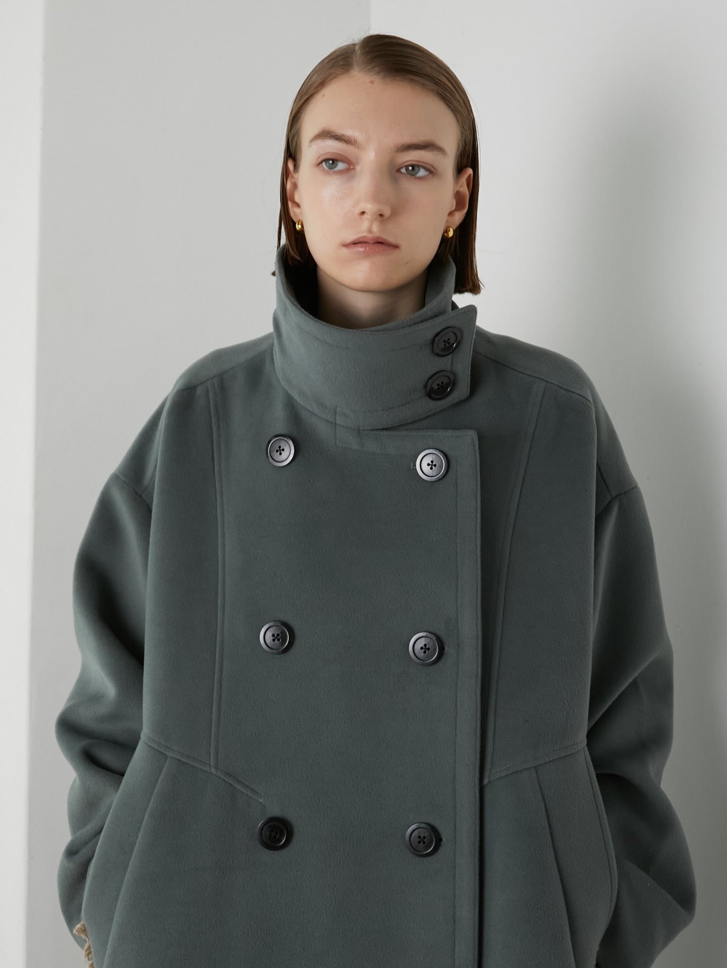 SALE]2way collar long double coat – LA PEAU DE GEM