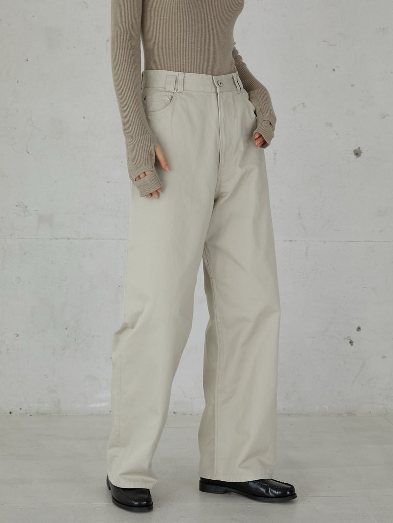 high waist straight twill pants