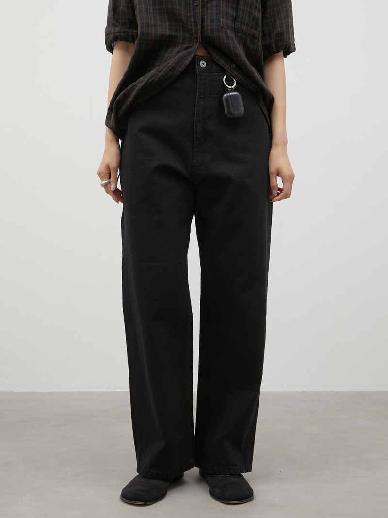 high waist straight denim pants