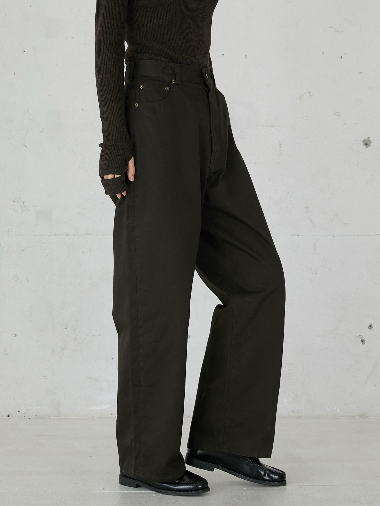 high waist straight twill pants – LA PEAU DE GEM
