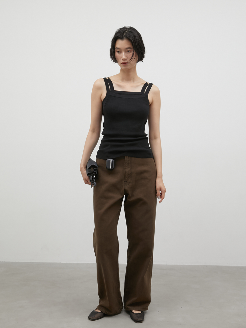 high waist straight denim pants
