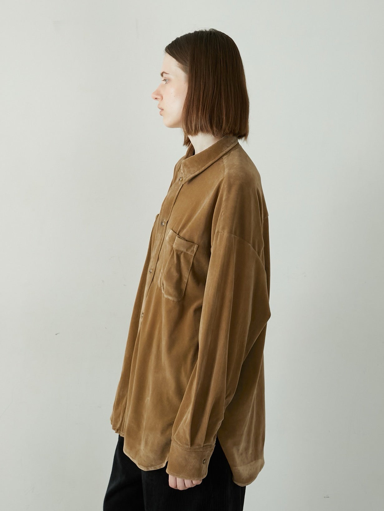 LA PEAU DE GEM　velour shirt LA PEAU DE GEM】velour shirt/ベロアシャツ（シャツ/ブラウス）｜LA