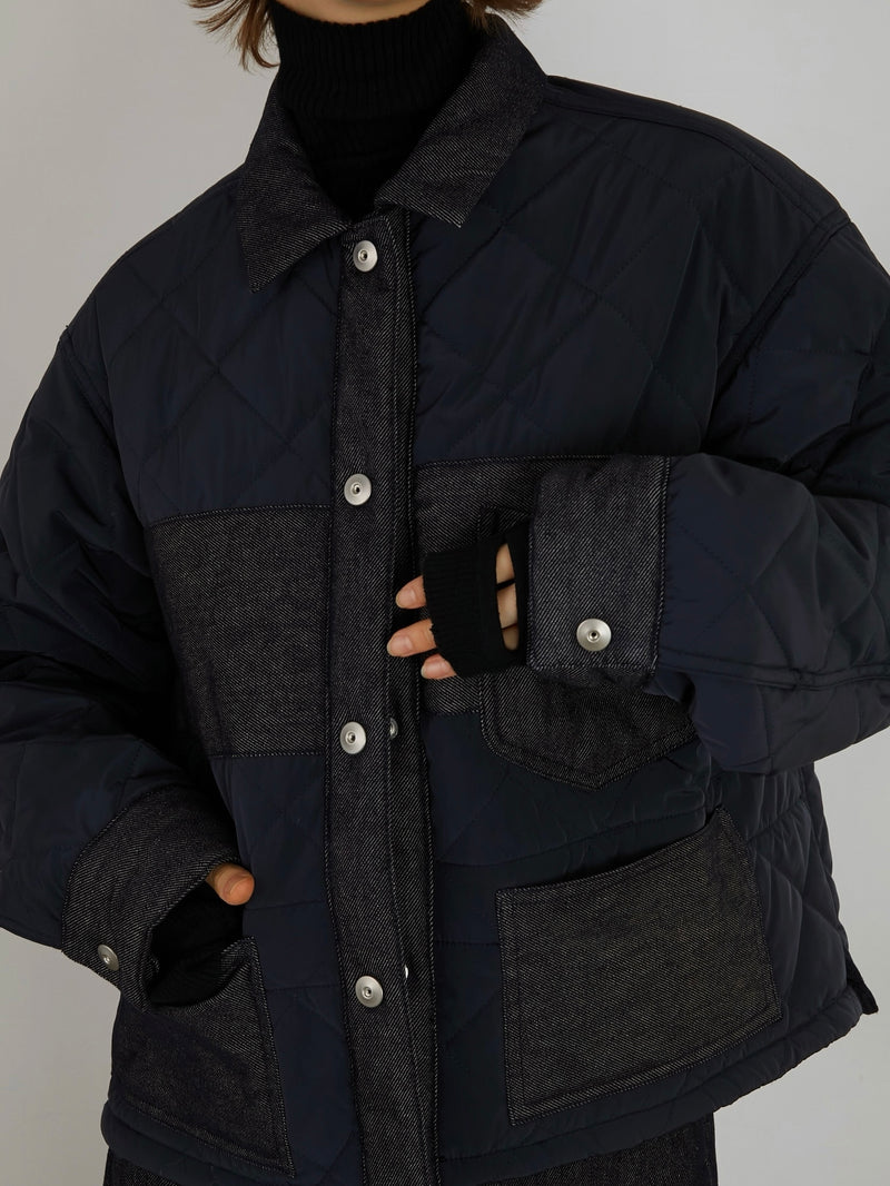 denim quilting blouson