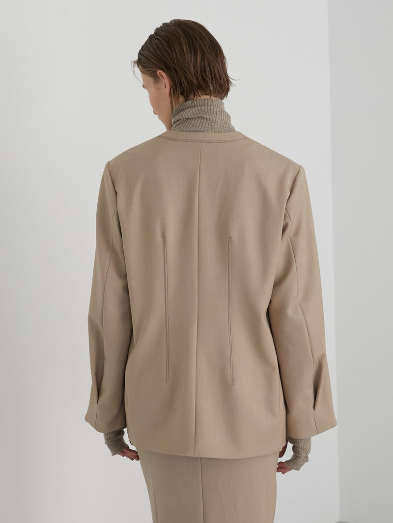 collar less stitch jacket