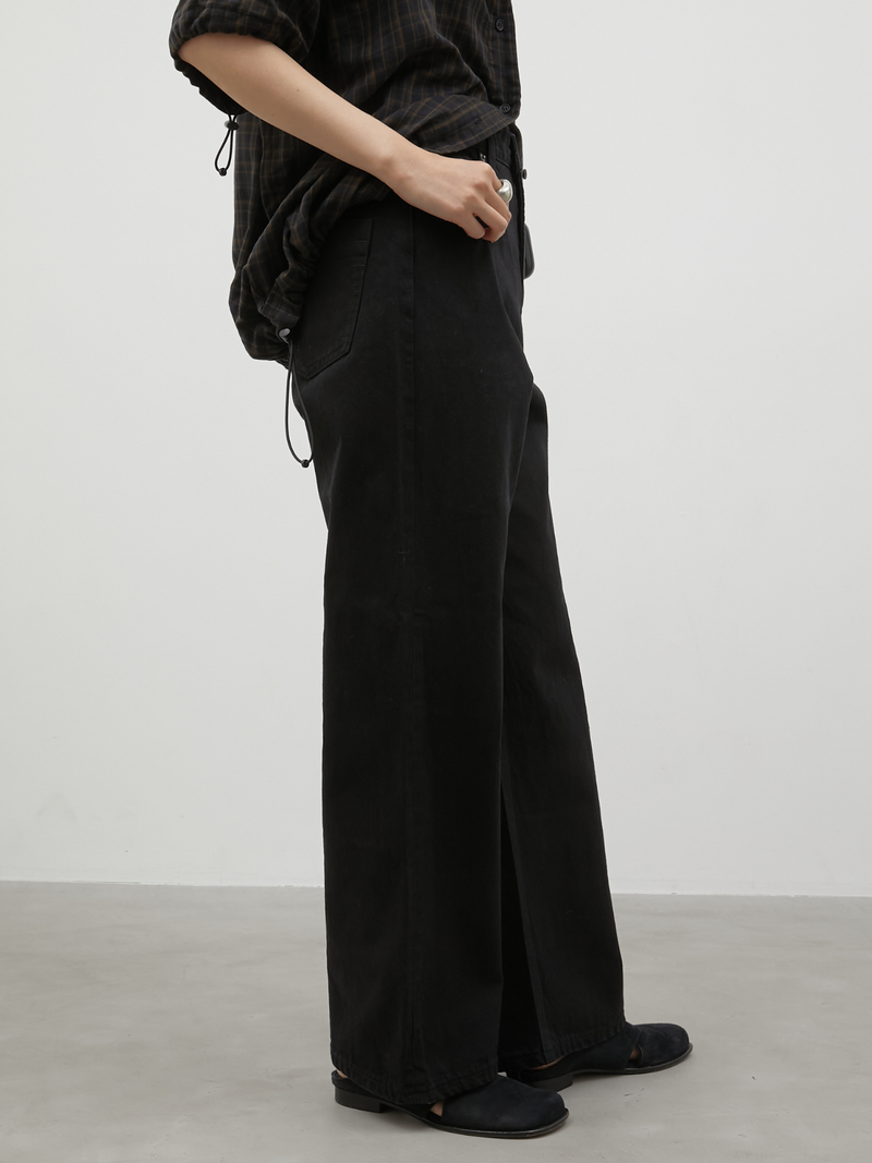 high waist straight denim pants