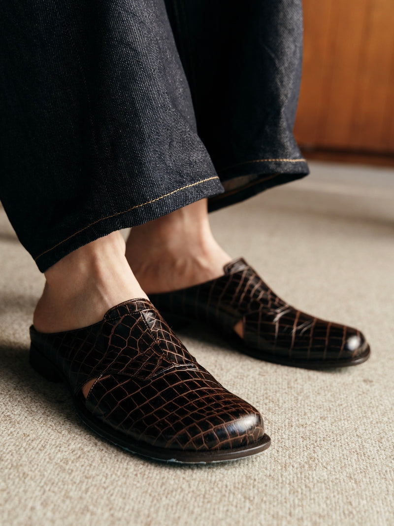 side hole slip-on(brown croco)