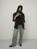 high waist straight denim pants sand beige