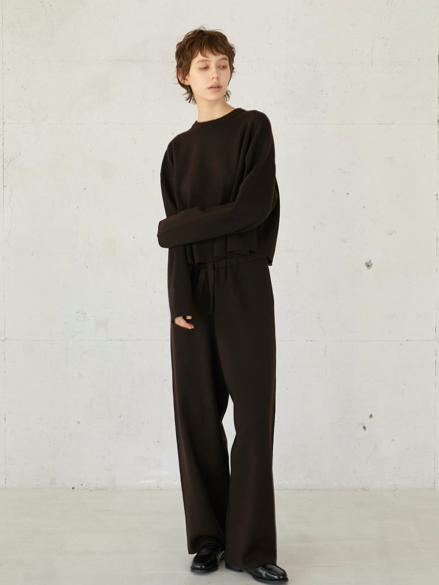 antipilling knit pants(brown) – LA PEAU DE GEM