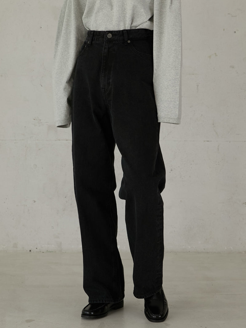 high waist straight denim pants