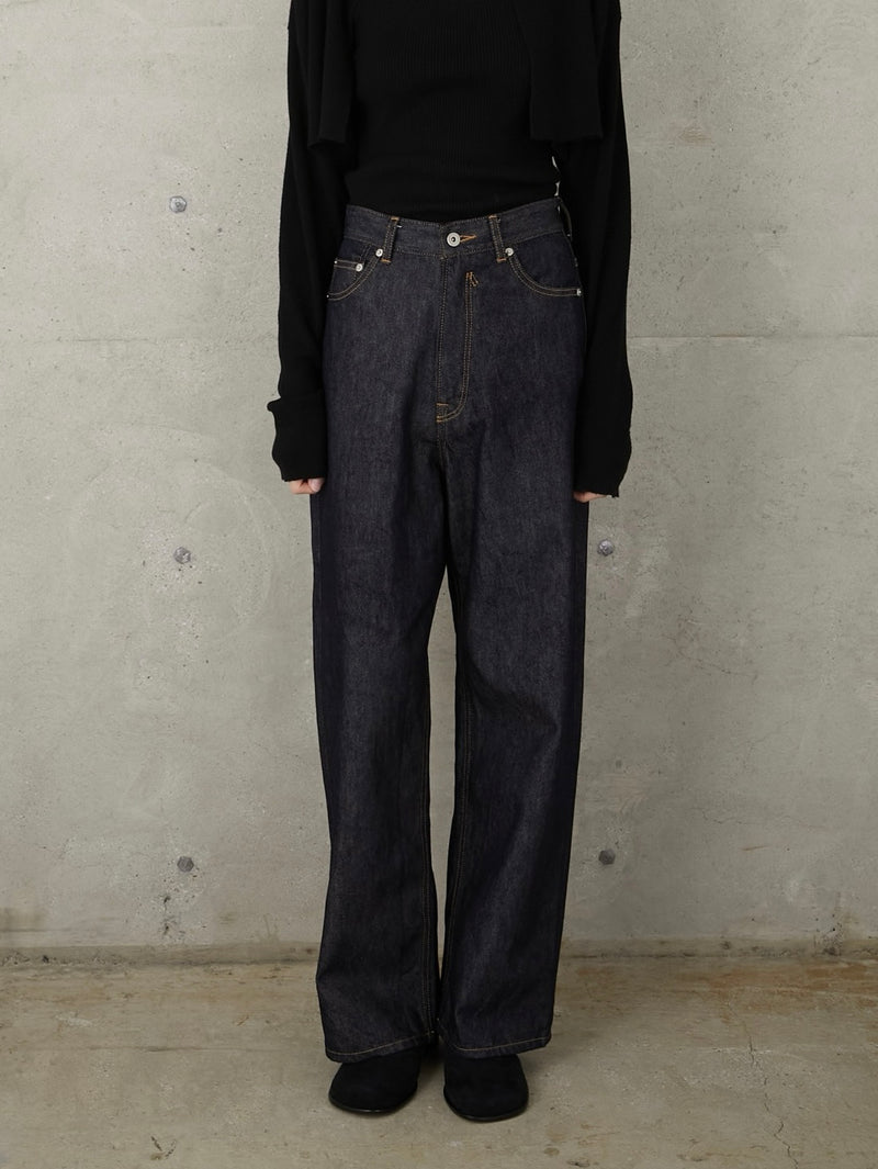 [予約]high waist straight denim pants