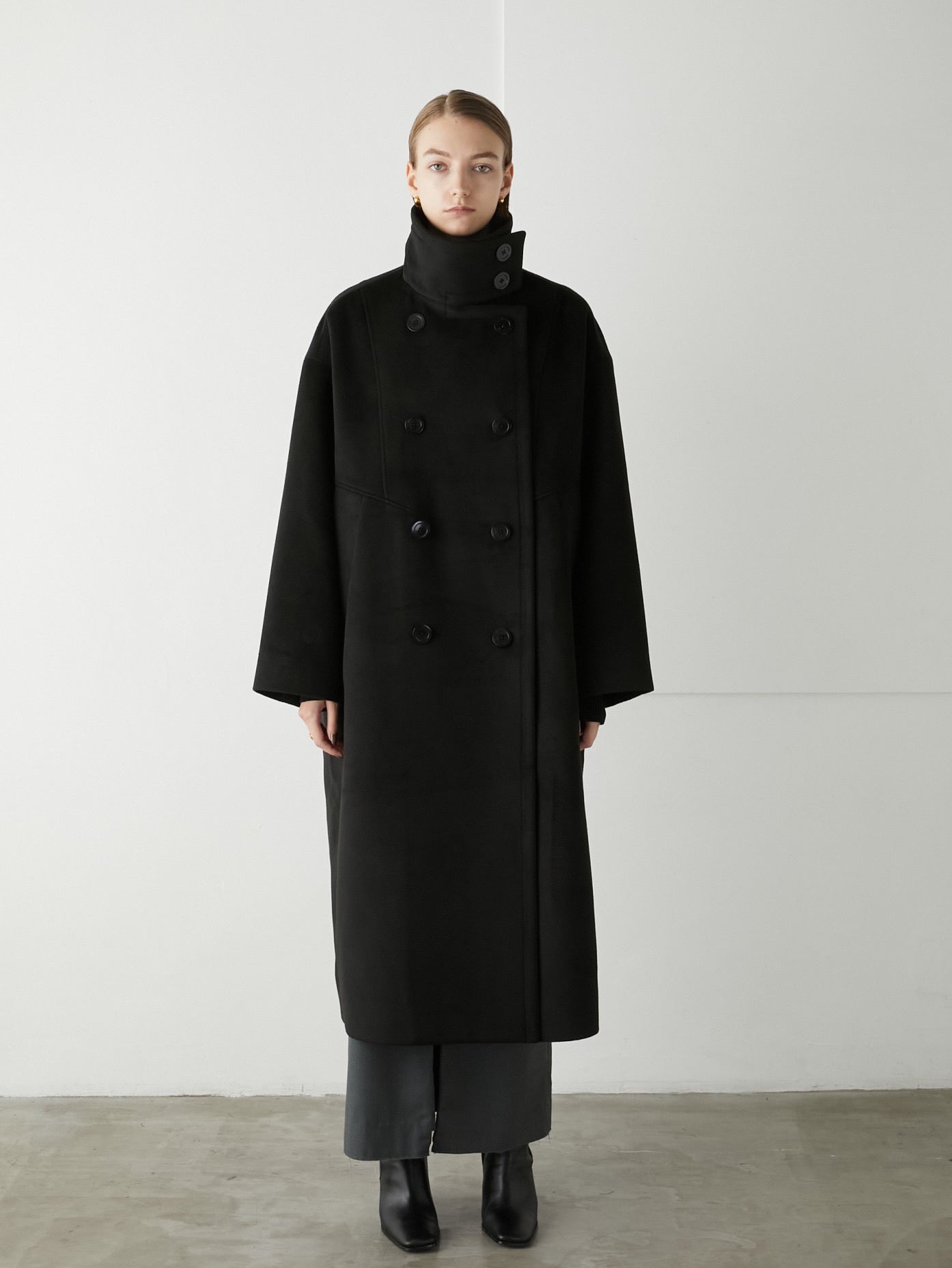 SALE]2way collar long double coat – LA PEAU DE GEM