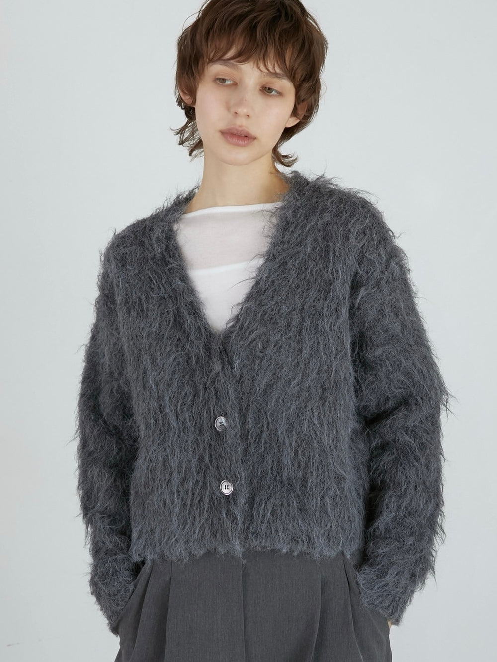 luxe shaggy v neck cardigan