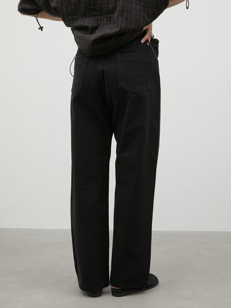 high waist straight denim pants