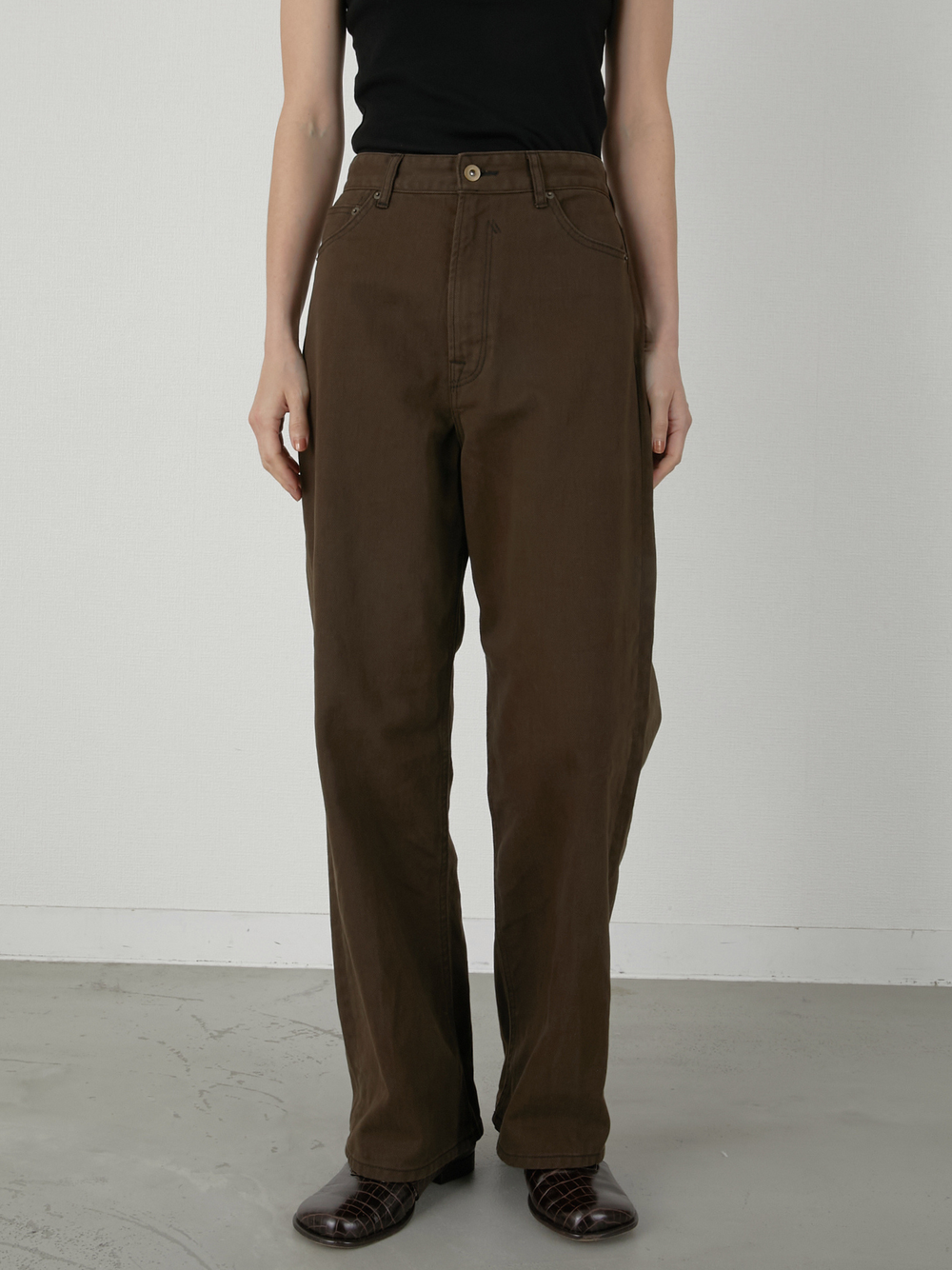 high waist straight denim pants