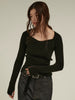 heart neck rib knit