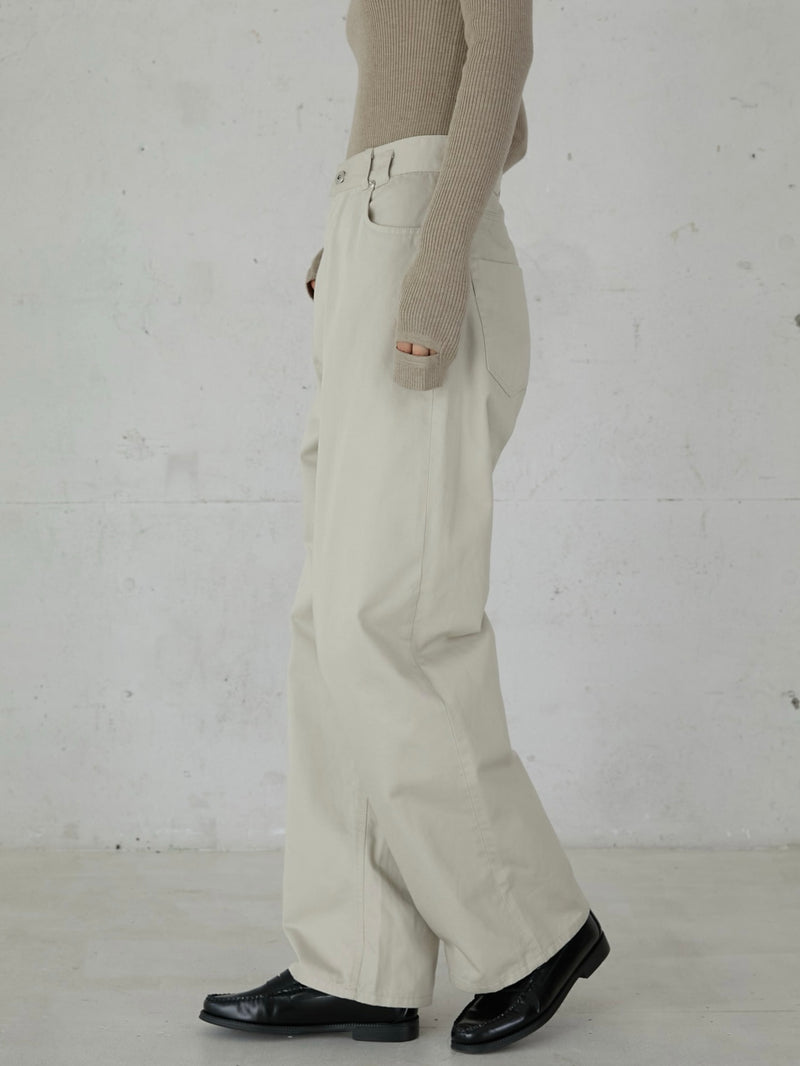 high waist straight twill pants