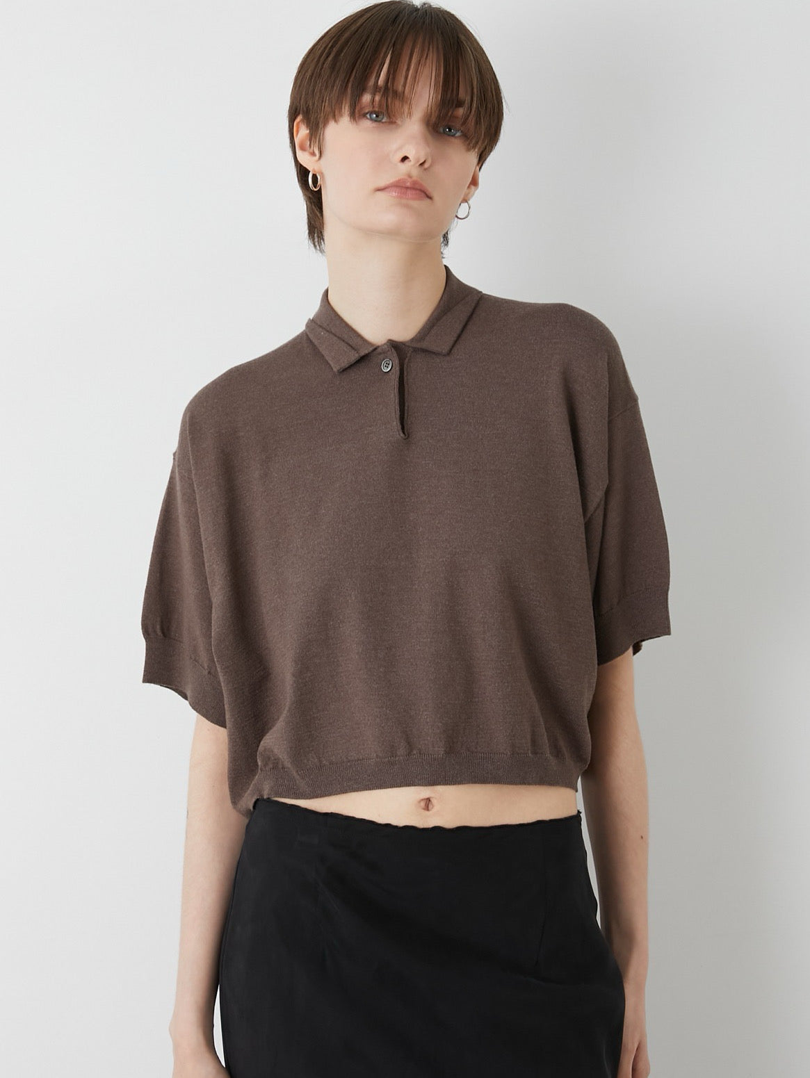 セール】【LA PEAU DE GEM】クロップドレザーカーディガン