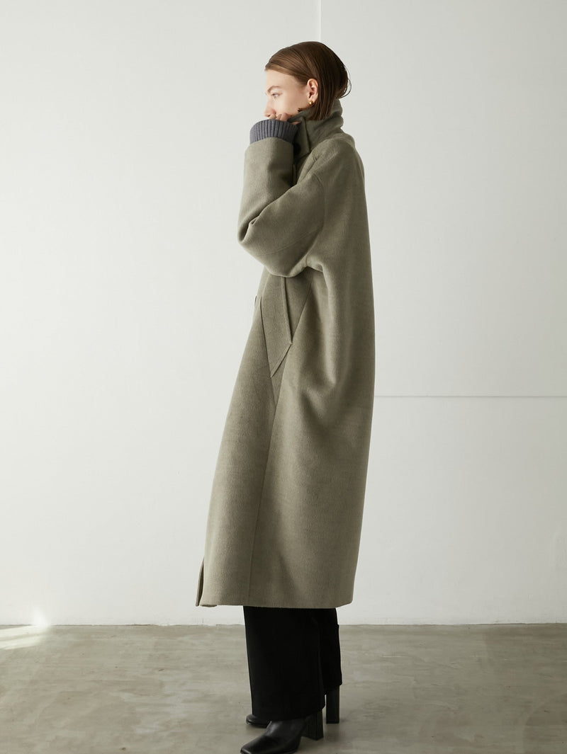 [SALE] 2way collar long double coat