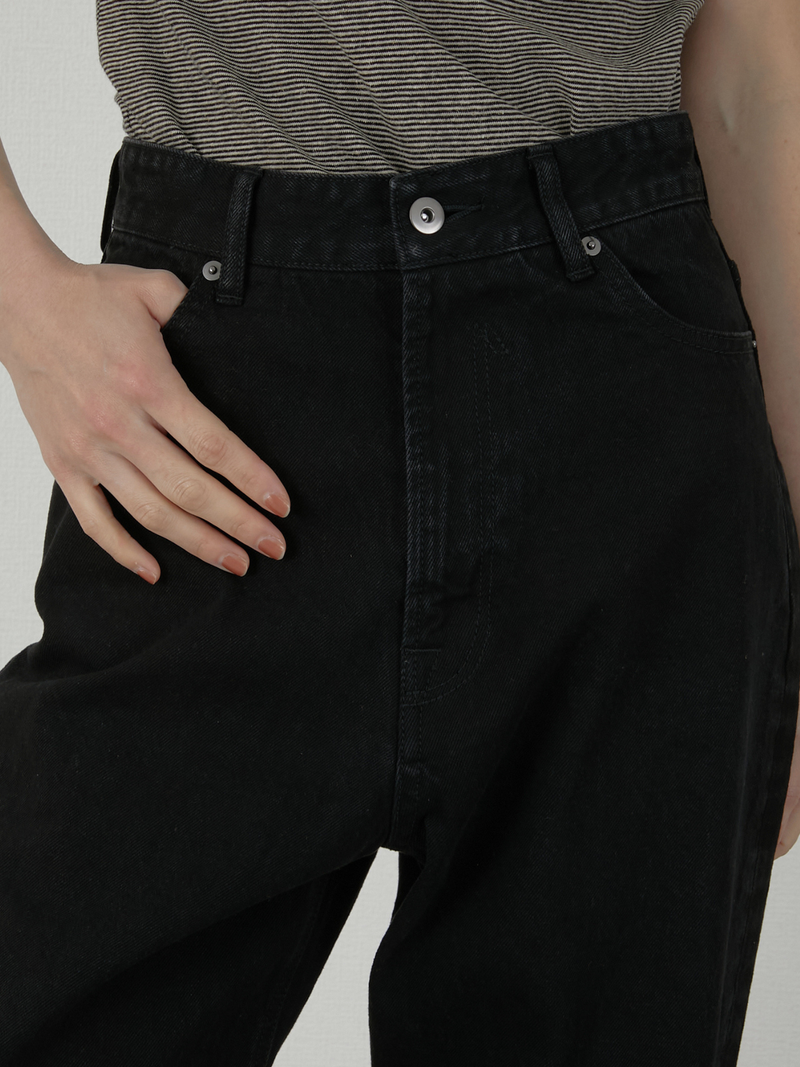 high waist straight denim pants