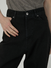 high waist straight denim pants