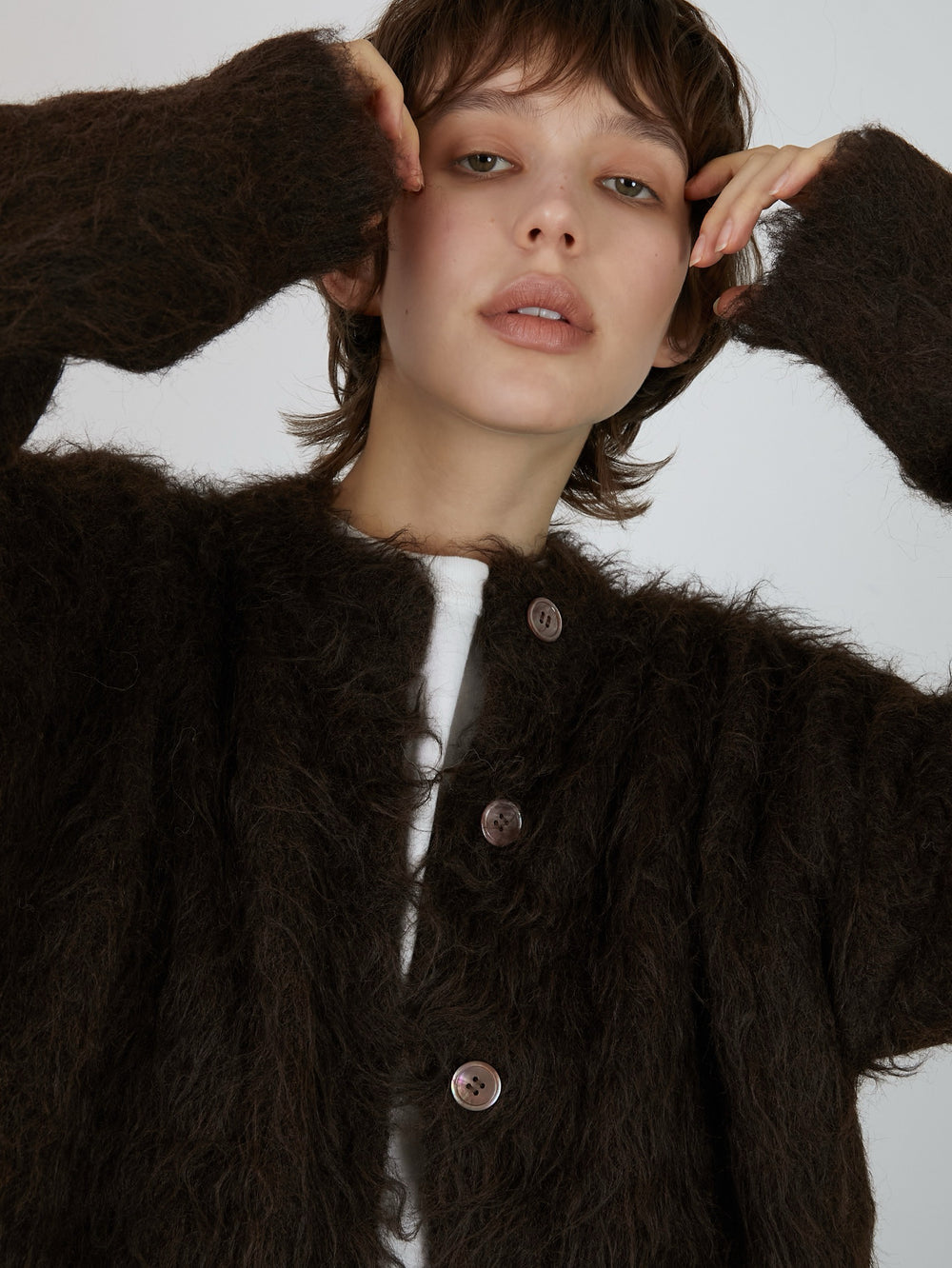 luxe shaggy c/n cardigan