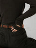 high waist straight twill pants