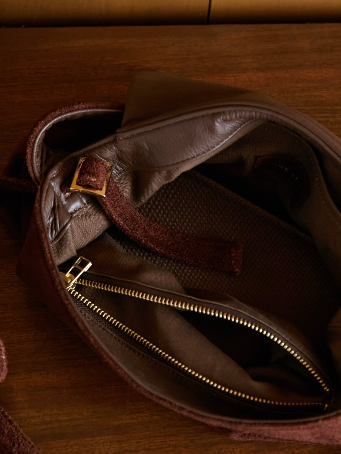 double shoulder suede bag[suede] – LA PEAU DE GEM