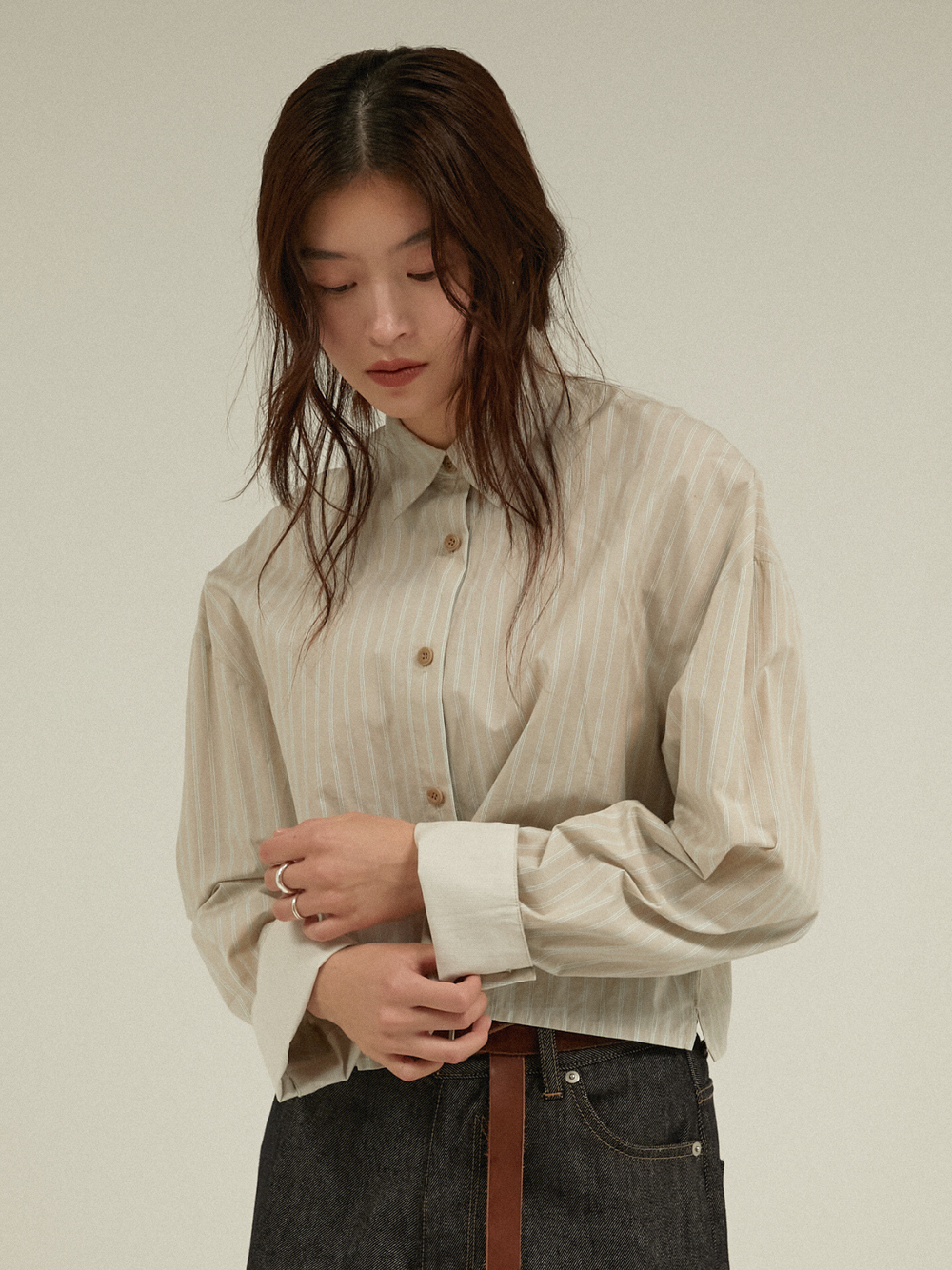 stripe cropped shirt