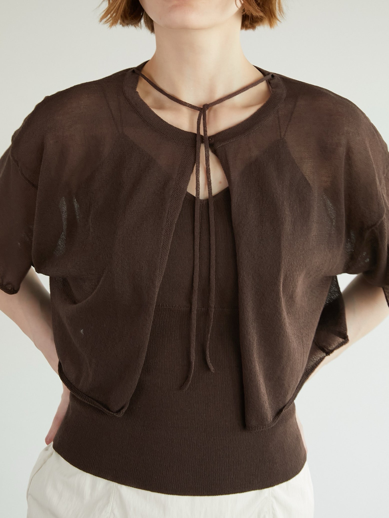 sheer short cardigan – LA PEAU DE GEM