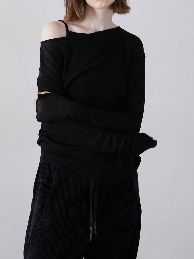[8/21発売]two piece sheer rib tee