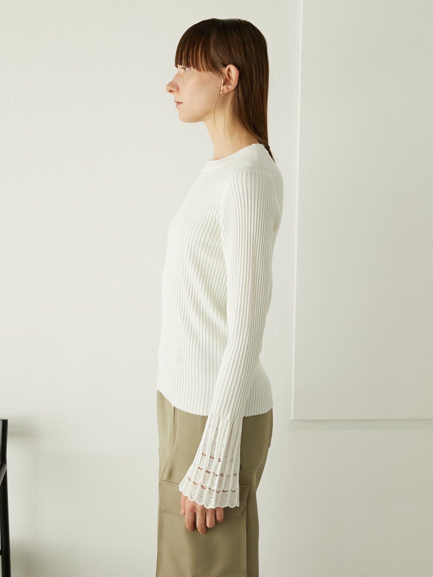 LA PEAU DE GEM damage sleeve knit grey