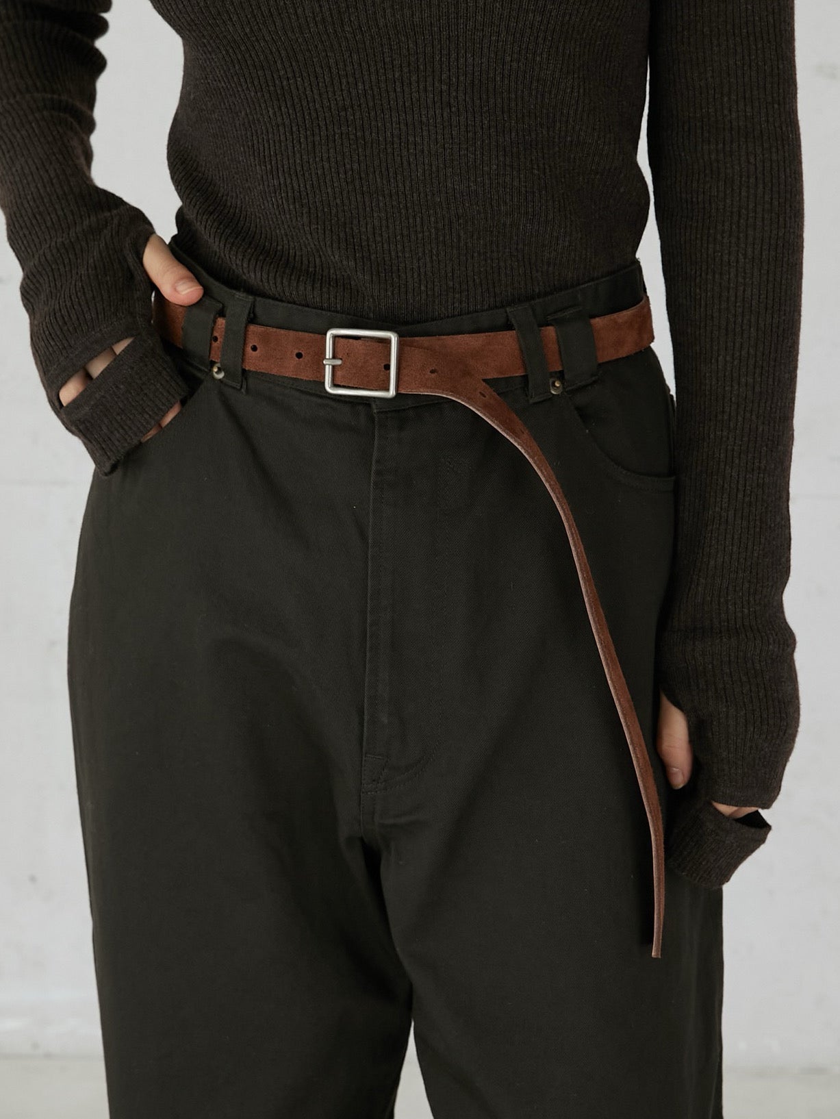 high waist straight twill pants – LA PEAU DE GEM