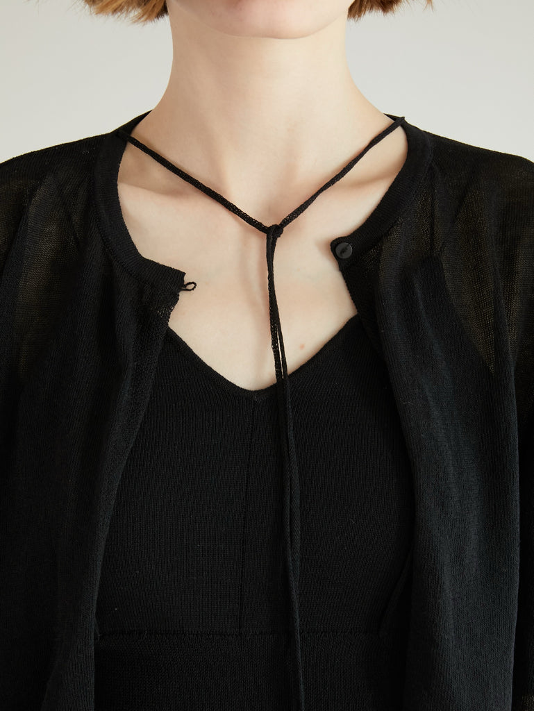LA PEAU DE GEM sheer short cardigan 黒 sheer short cardigan – LA PEAU DE GEM