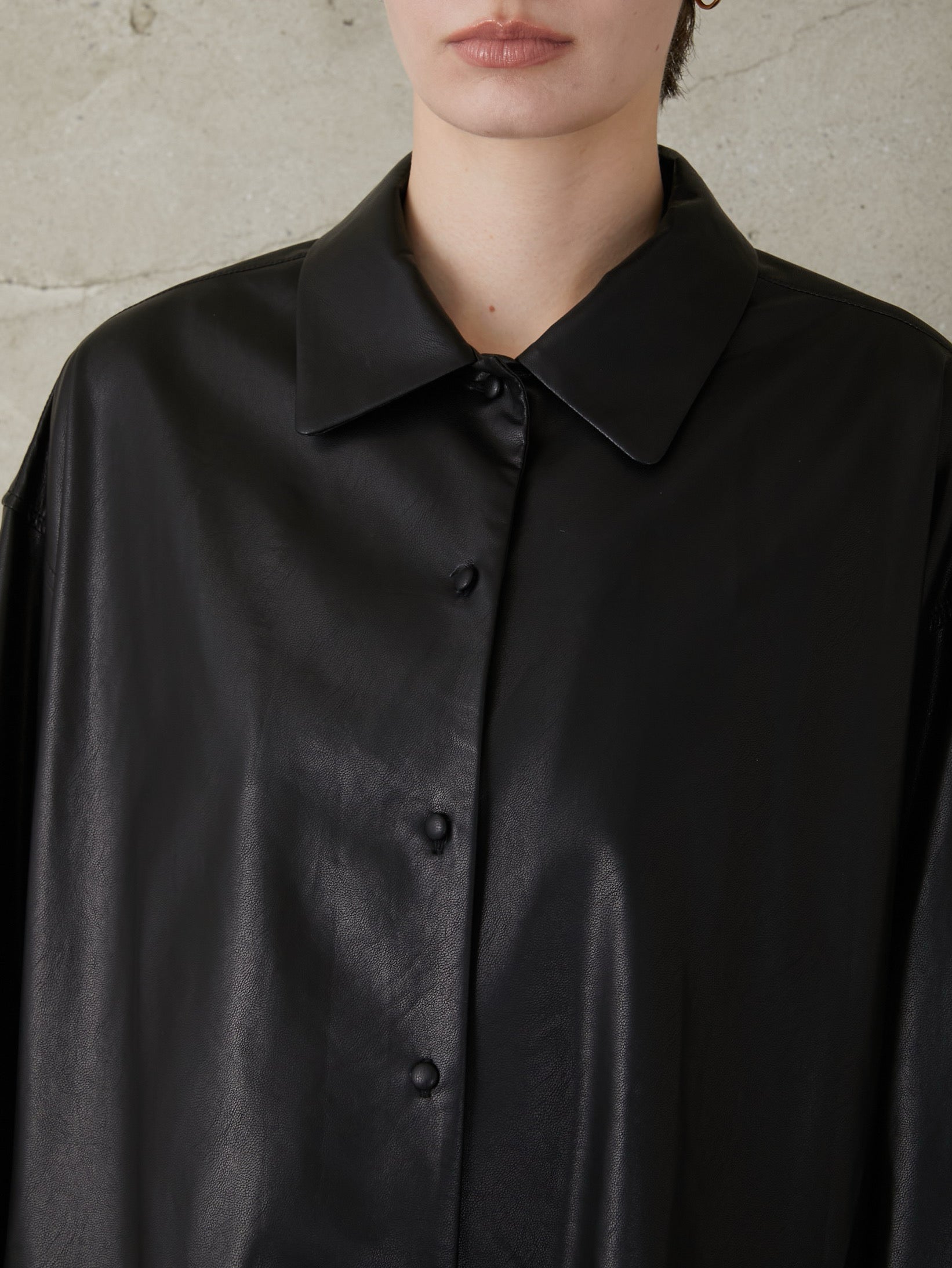 LA PEAU DE GEM エコレザージャケット　黒 eco leather shirt – LA PEAU DE GEM