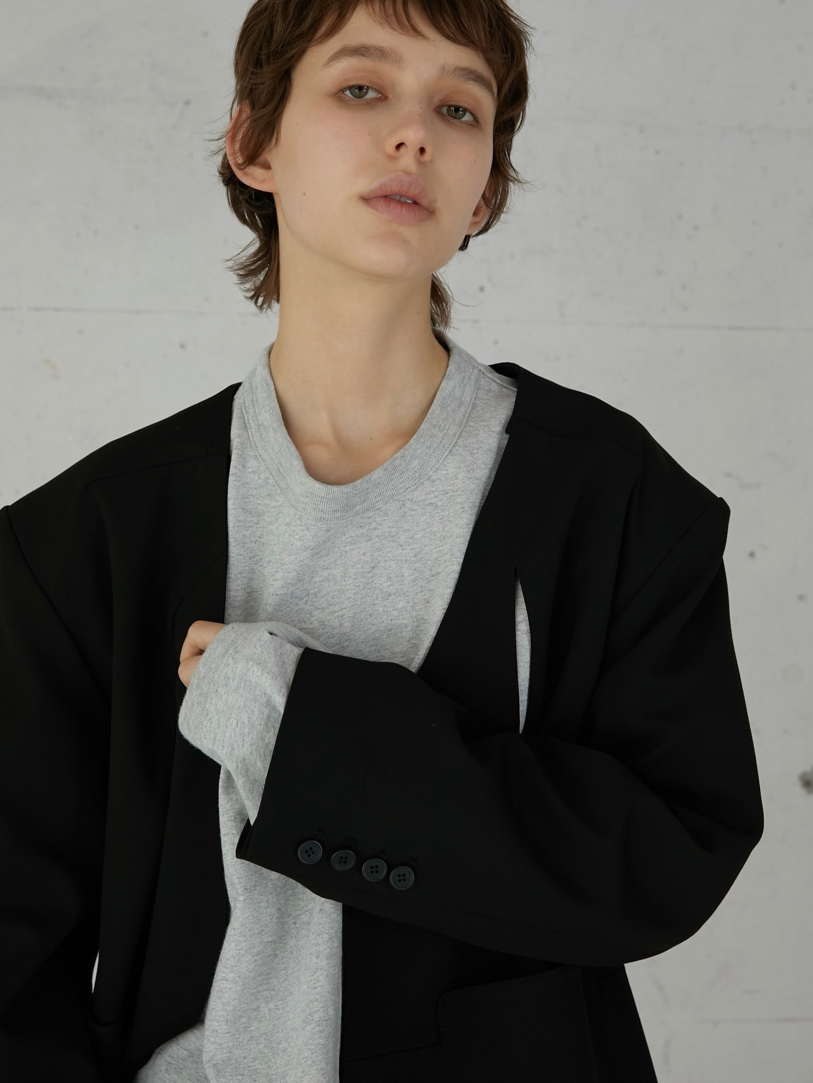 SALE]no collar hole jacket – LA PEAU DE GEM