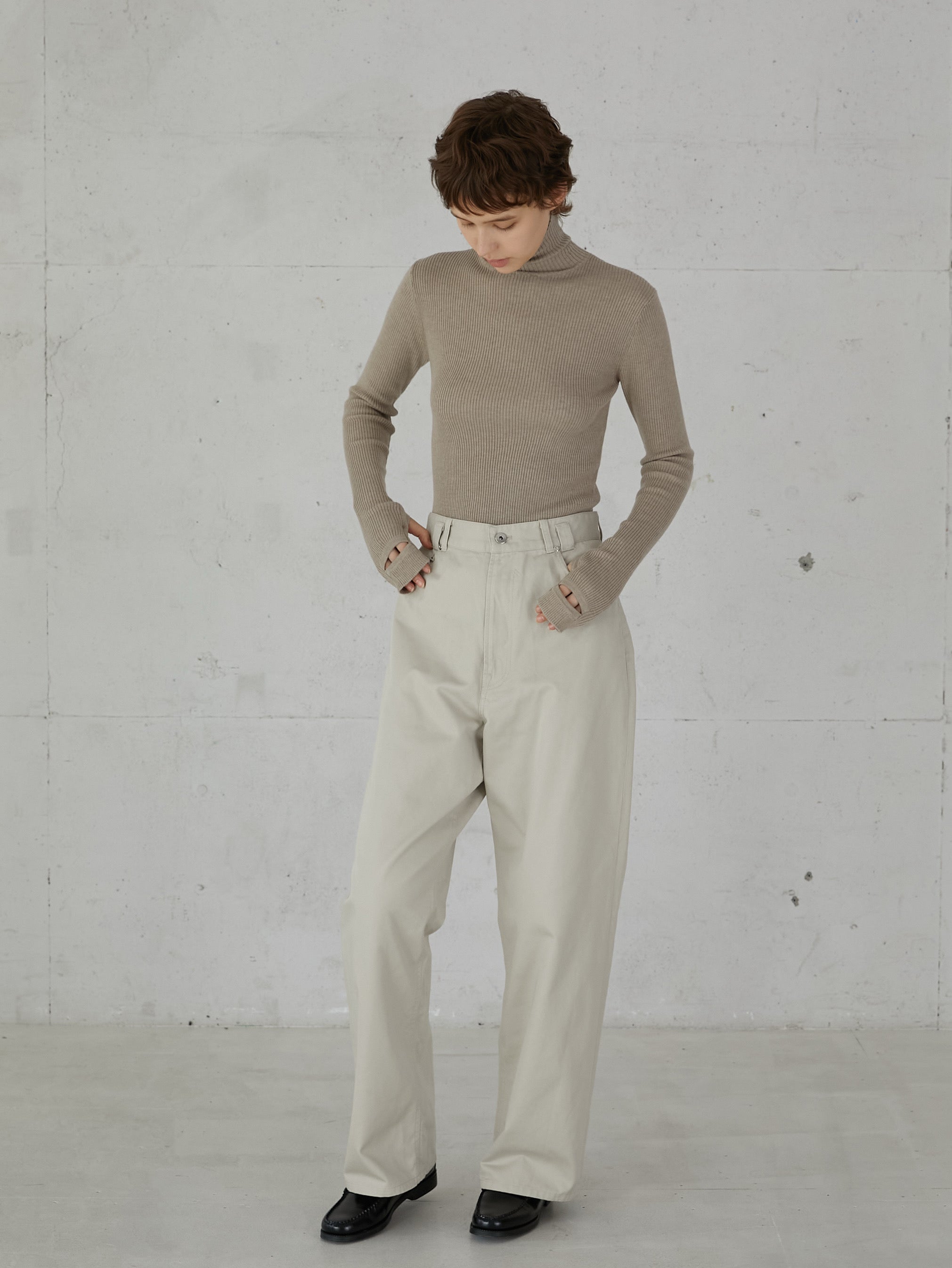 パンツ high waist straight twill pants high waist straight twill pants – LA PEAU DE GEM