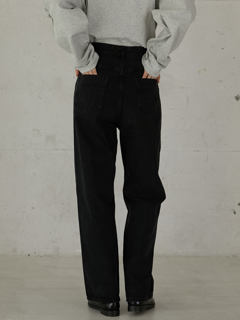 high waist straight denim pants