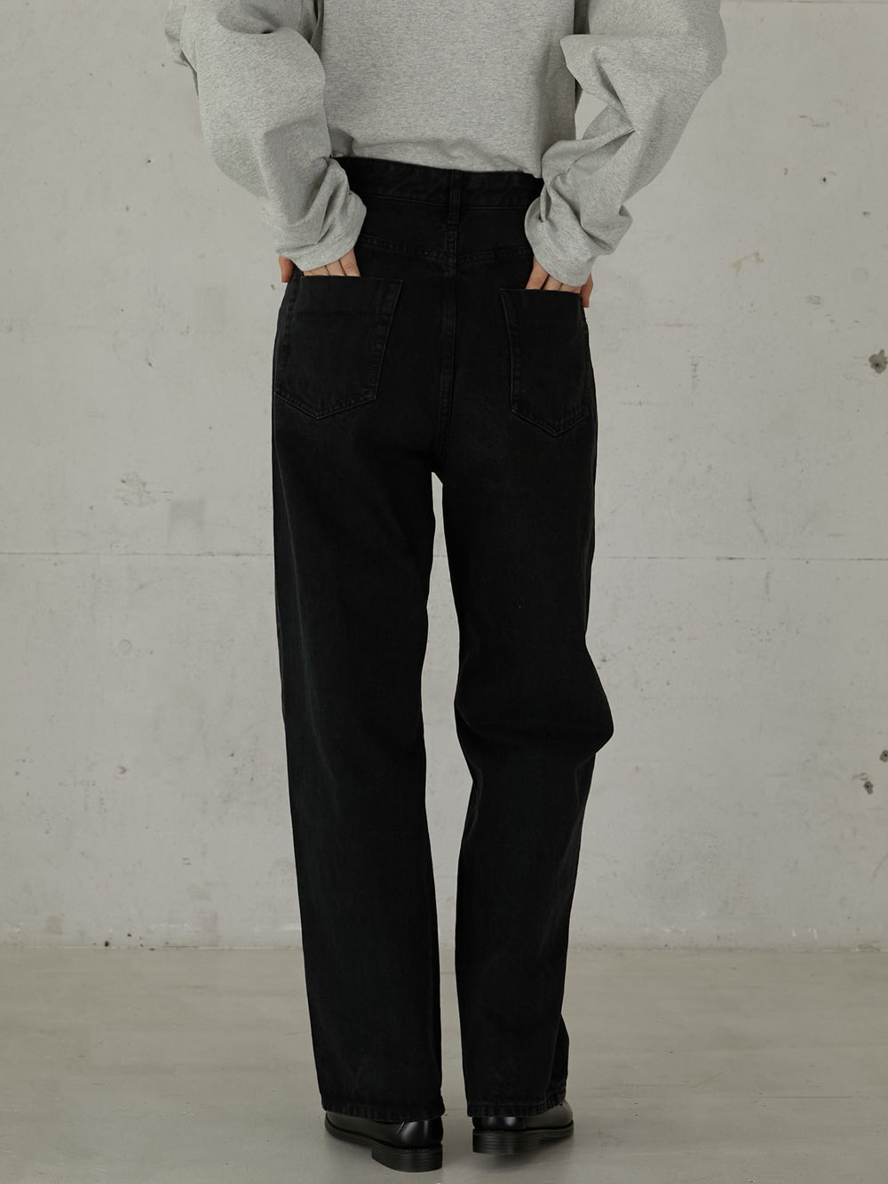 high waist straight denim pants