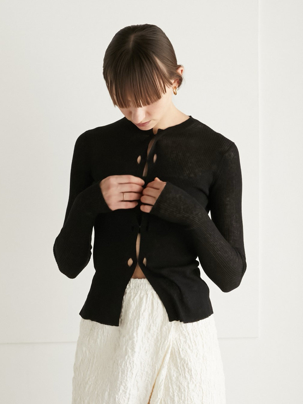 LAPAUDEGEM front hole cardigan カーディガン 黒