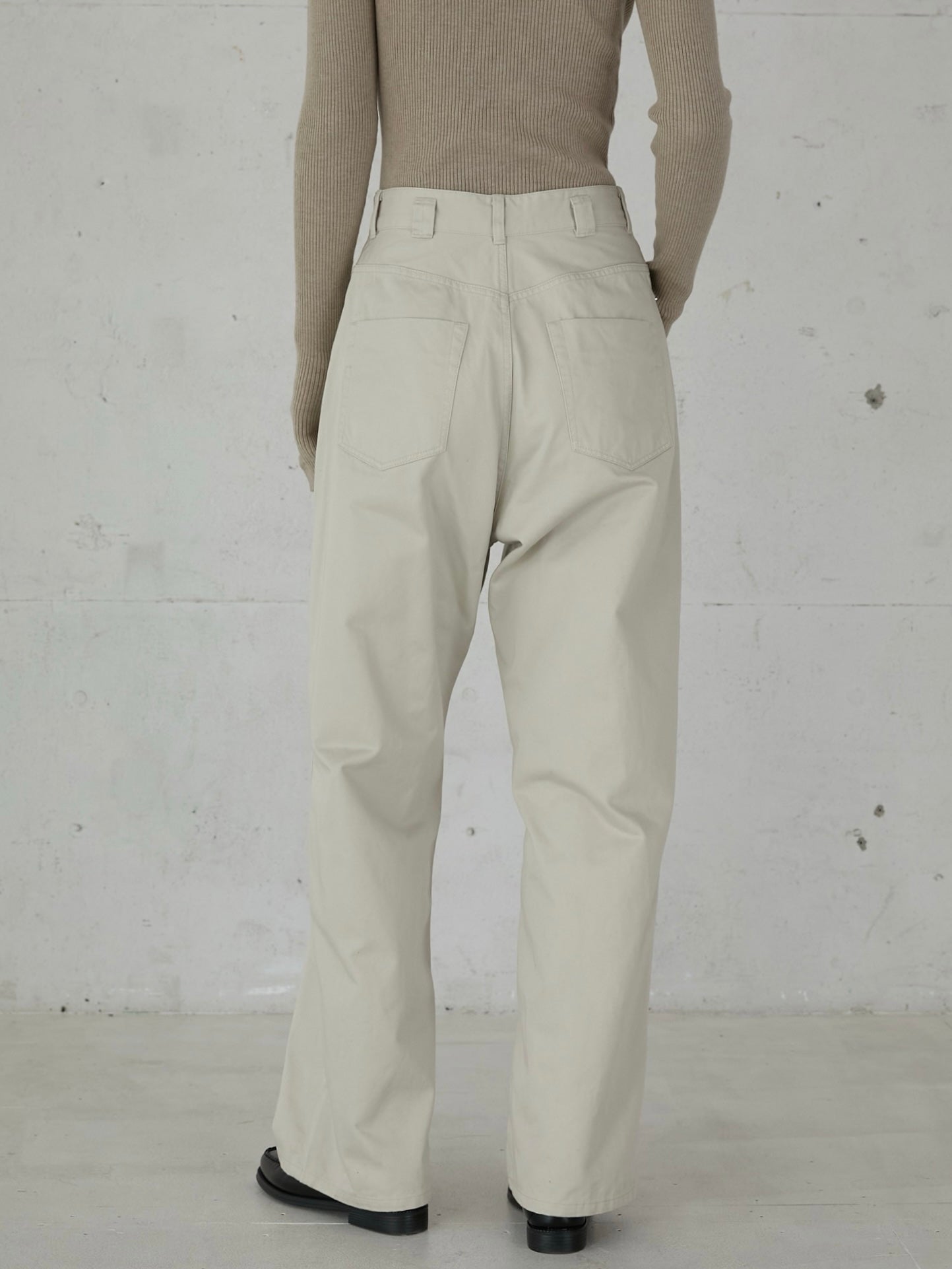 high waist straight twill pants – LA PEAU DE GEM
